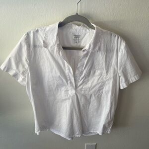 J. Crew White Short-Sleeve Button-Down Popover Shirt